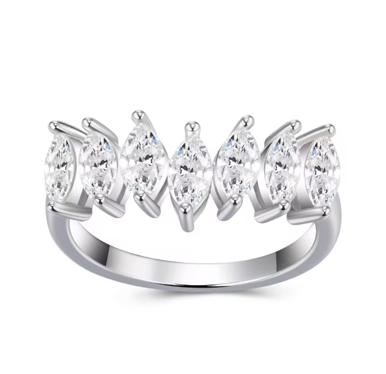 White Gold Graduated Marquise Cluster Eternity Band
