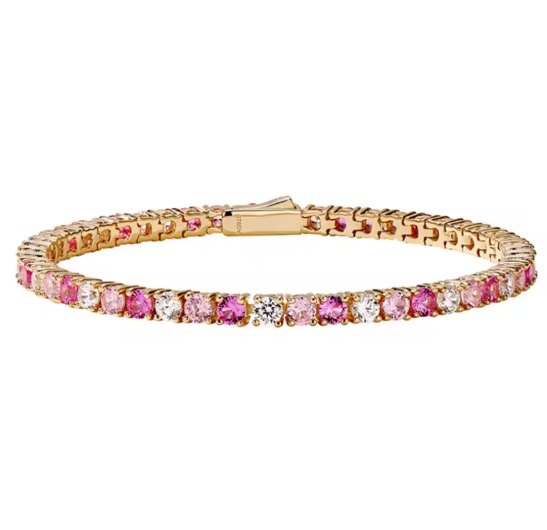 Ombré Pink and White Sapphire Gold Tennis Bracelet
