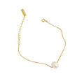 Minimalist Gold Cable Chain Single Baroque Pearl Bracelet